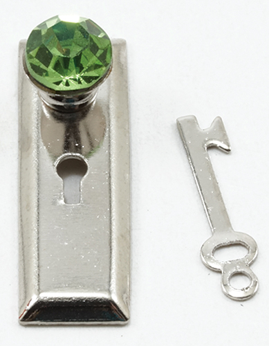 Green Crystal Classic Knob W/Key, 2Pk, Satin Nicke